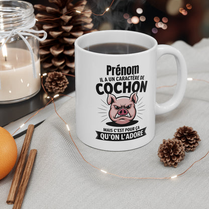 Mug "Caractère de Cochon - Qu'on l'Adore" - Tasse Humoristique et Originale