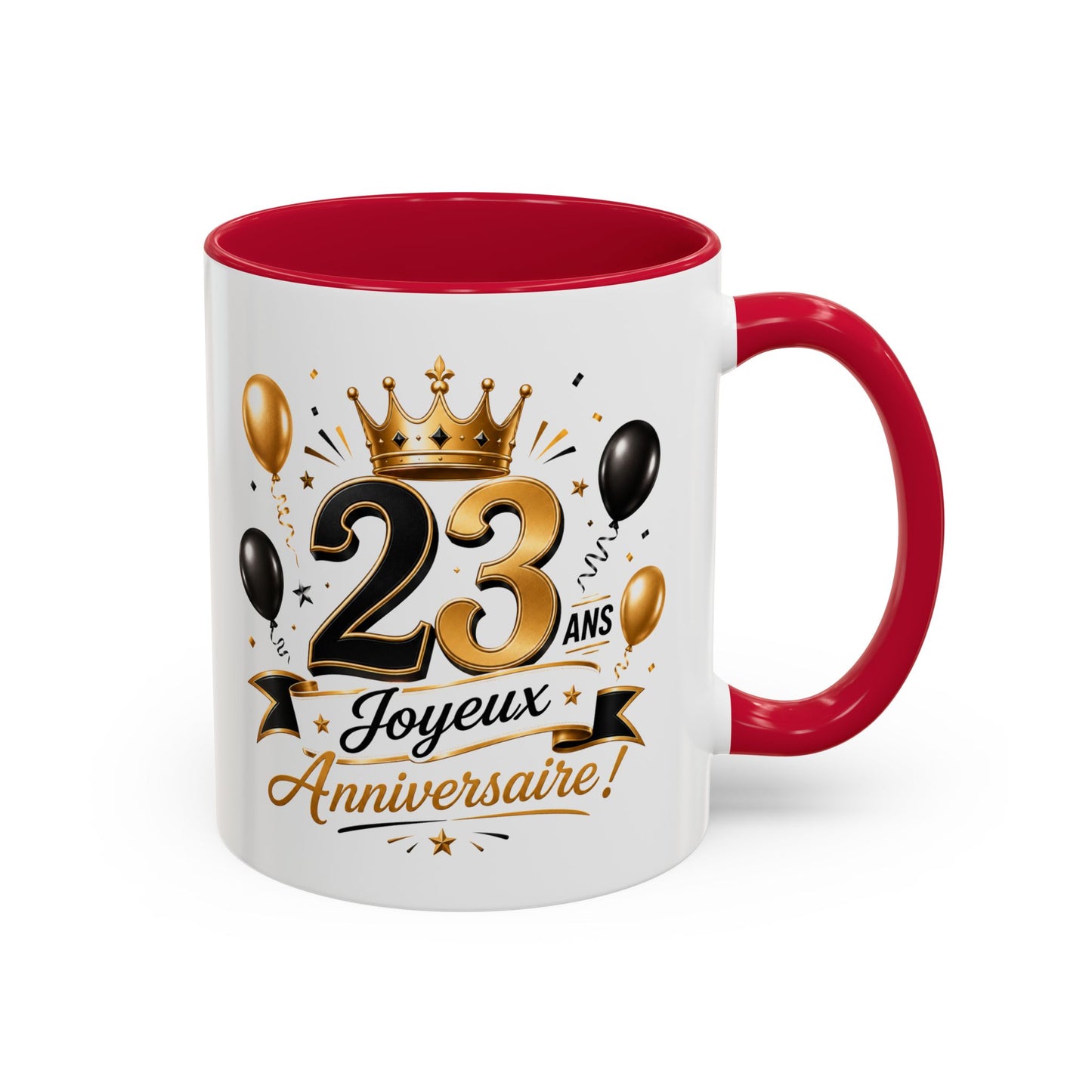 Mug Joyeux 23 Ans – Tasse Anniversaire 23 Ans – Cadeau Original pour Femme Homme – Idée Cadeau 23e Anniversaire Noir Bleu Rouge