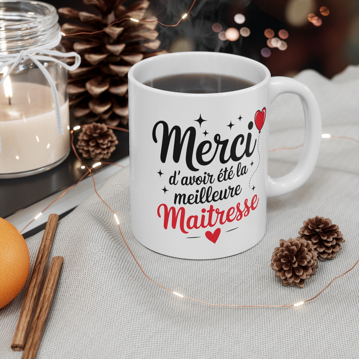 Mug Tasse Merci d’avoir été la Meilleure Maîtresse" - idée Cadeau Touchant pour Dire Merci
