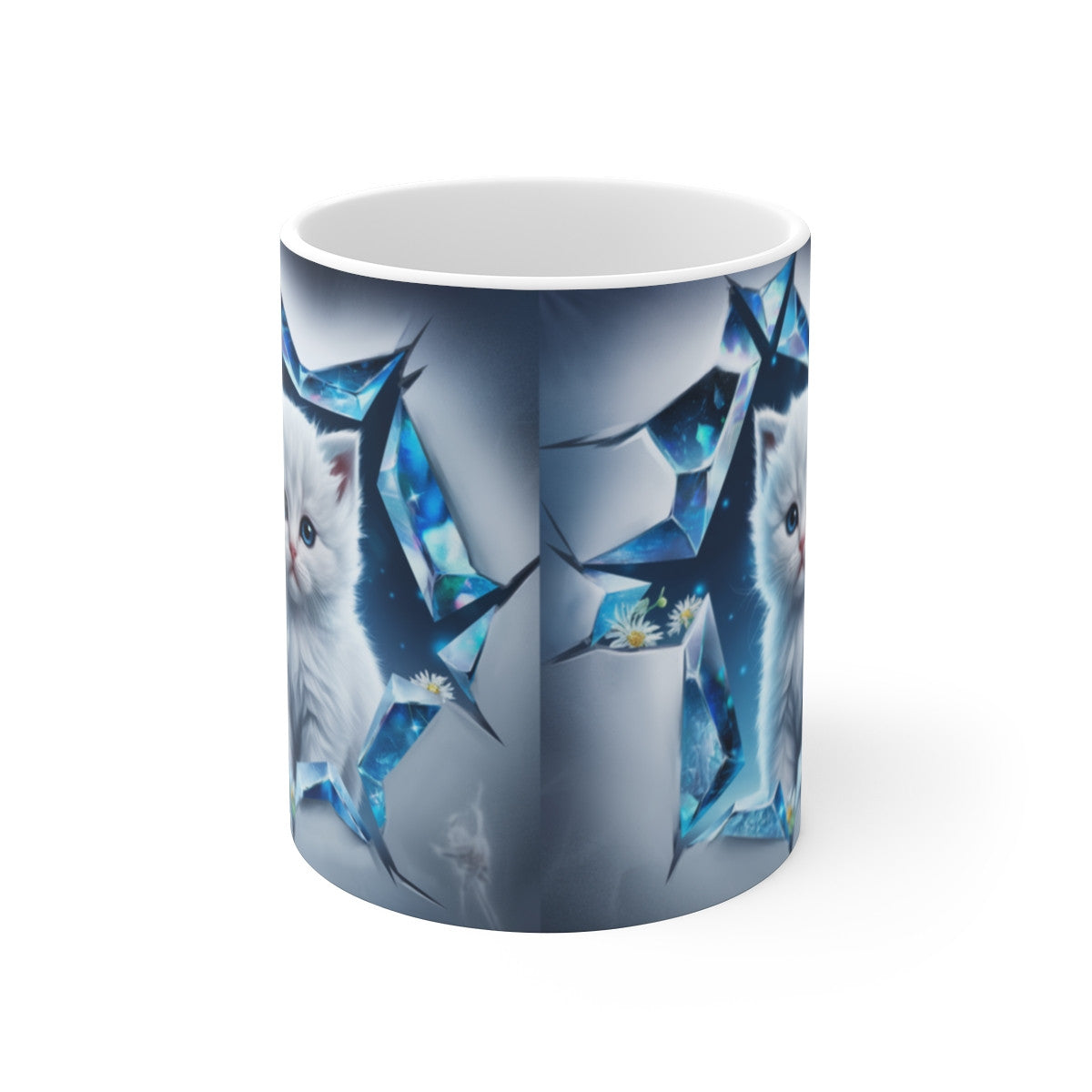 Mug "Chaton Cristal et Étoiles" - Cadeau Féérique pour Amoureux des Chats et de Magie