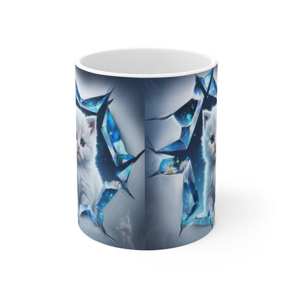 Mug "Chaton Cristal et Étoiles" - Cadeau Féérique pour Amoureux des Chats et de Magie