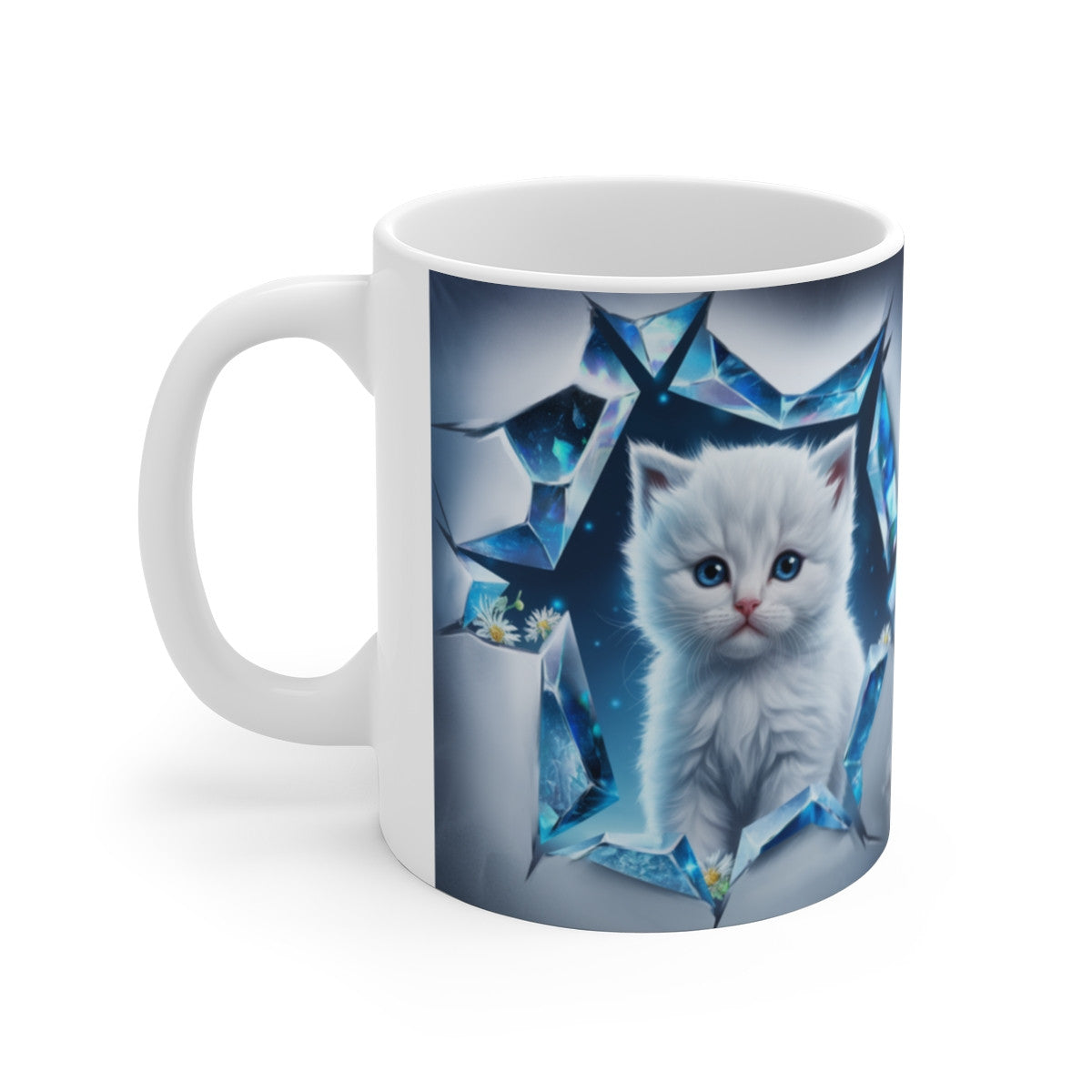 Mug "Chaton Cristal et Étoiles" - Cadeau Féérique pour Amoureux des Chats et de Magie