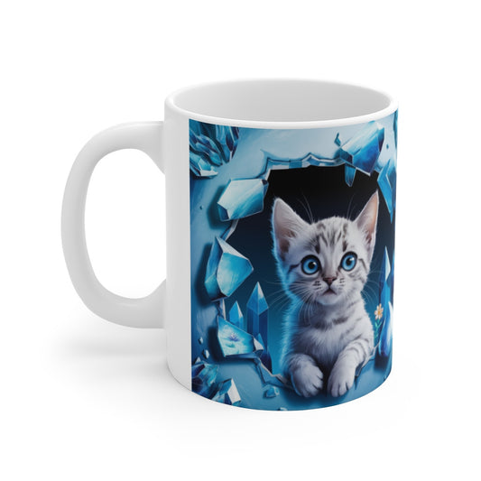 Mug "Chaton Cristaux - Beauté Givrée" - Cadeau Féérique et Mignon pour Amoureux des Chats