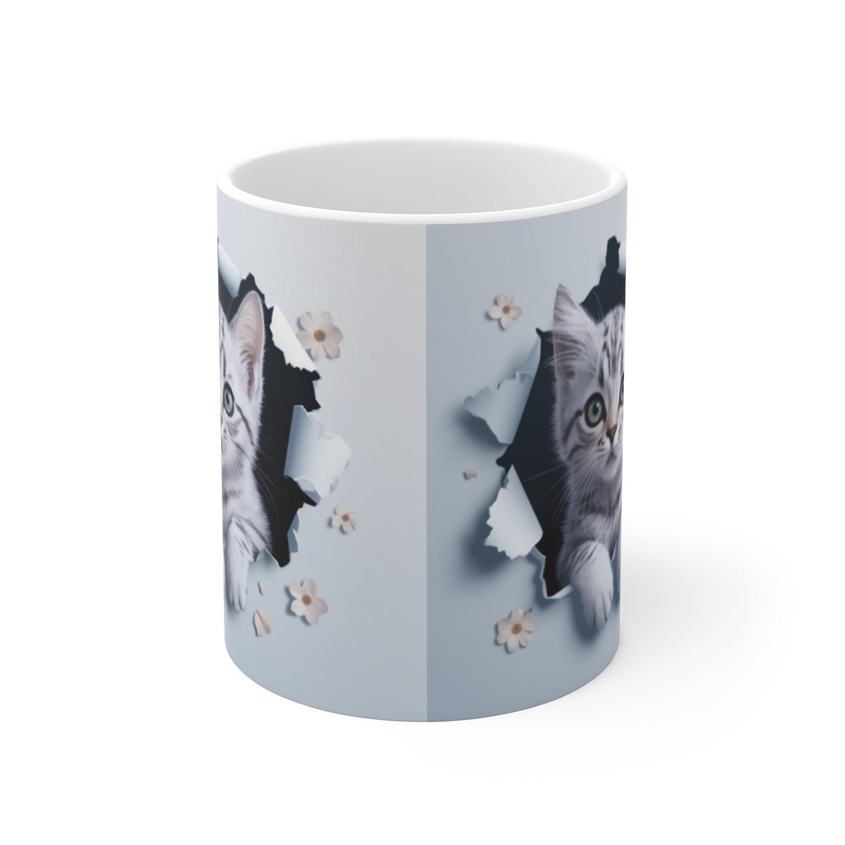 Mug Tasse "Chaton et Fleurs - Douceur et Élégance Féline" - Idée cadeau pour Amoureux des Chats