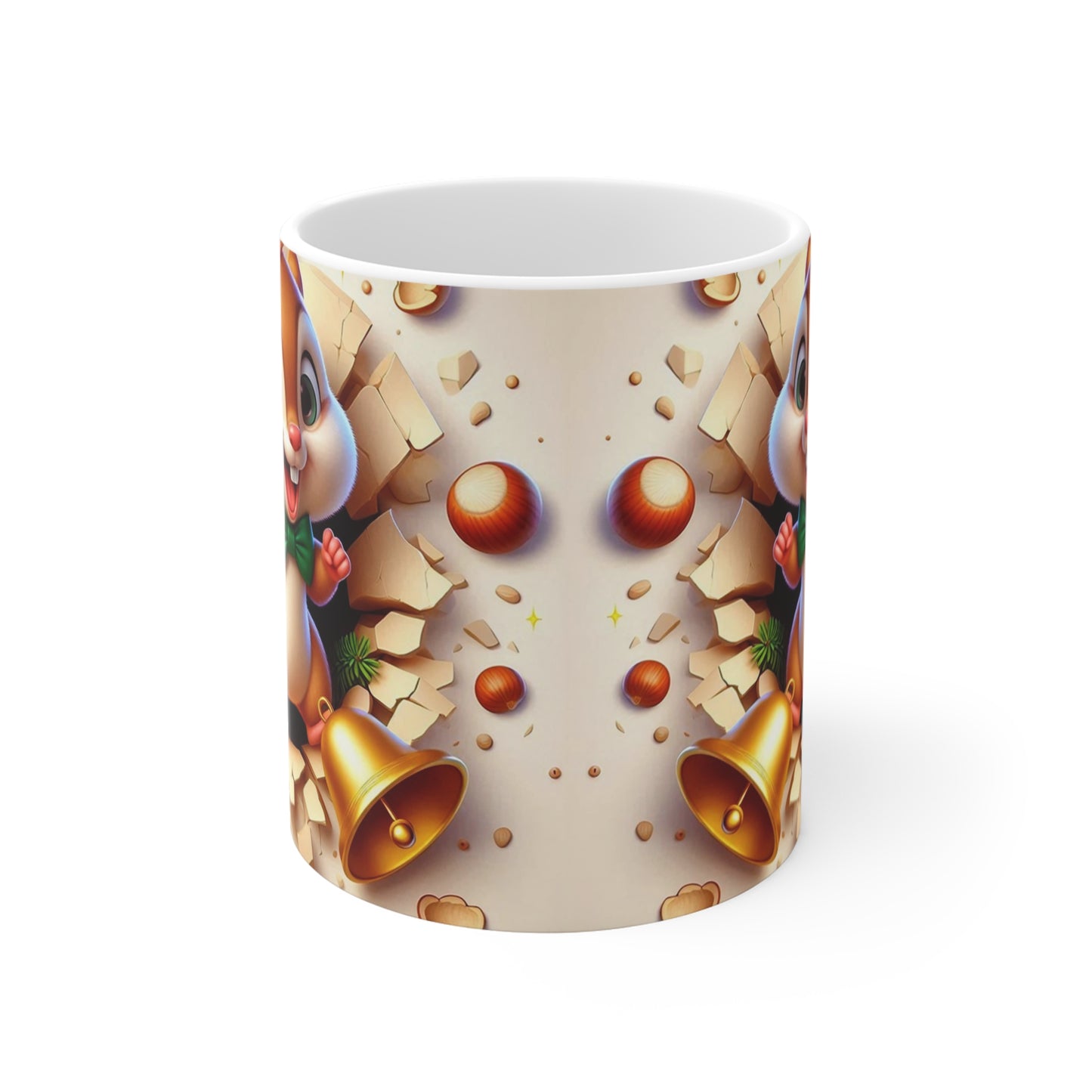 Tasse Écureuil Noël – Mug Céramique 325ml – Cadeau Hiver Festif Animaux Mignons