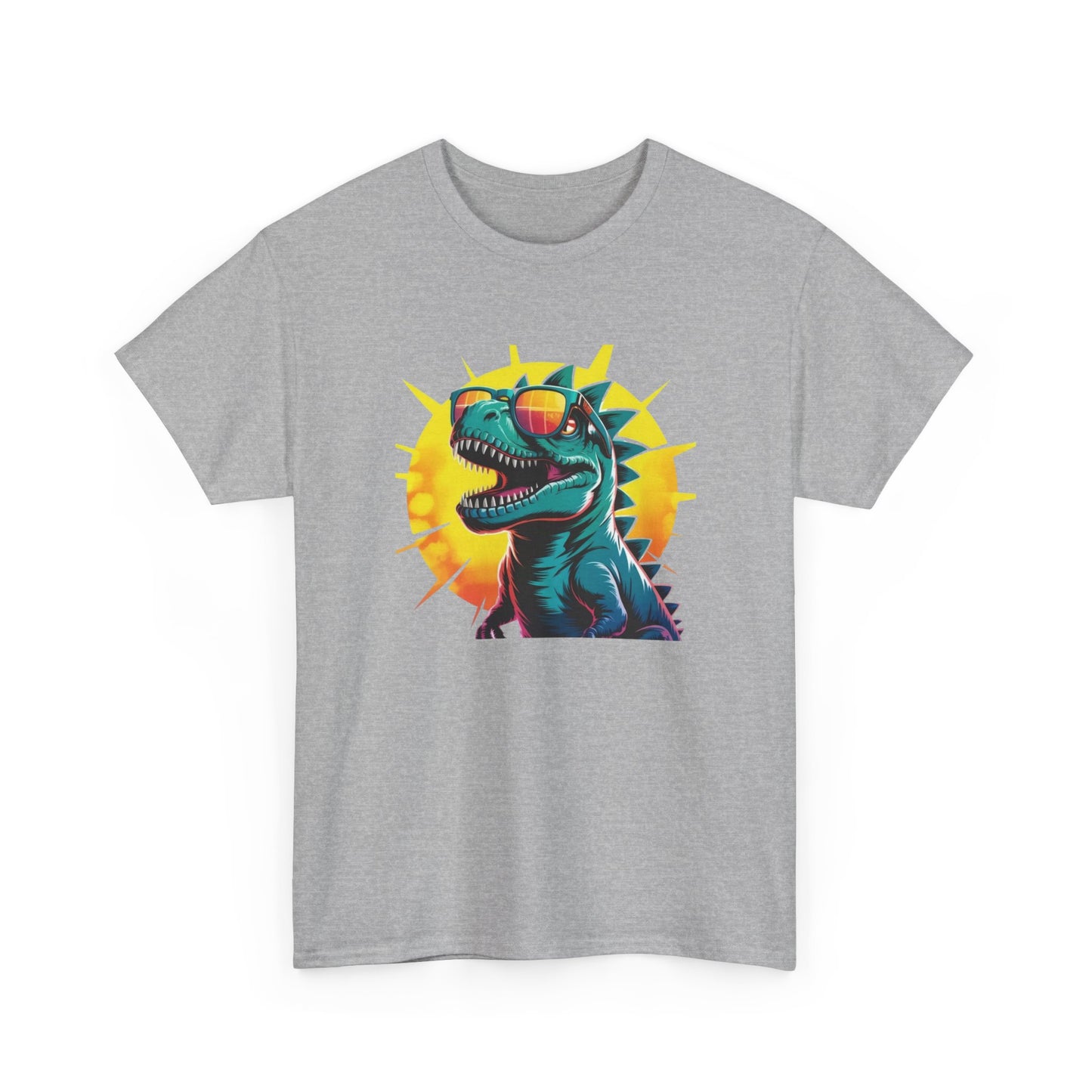 T-Shirt Dinosaure Lunettes Soleil – Tee Shirt T-Rex Vintage Sunset – Cadeau Fun Original Noir Blanc Gris
