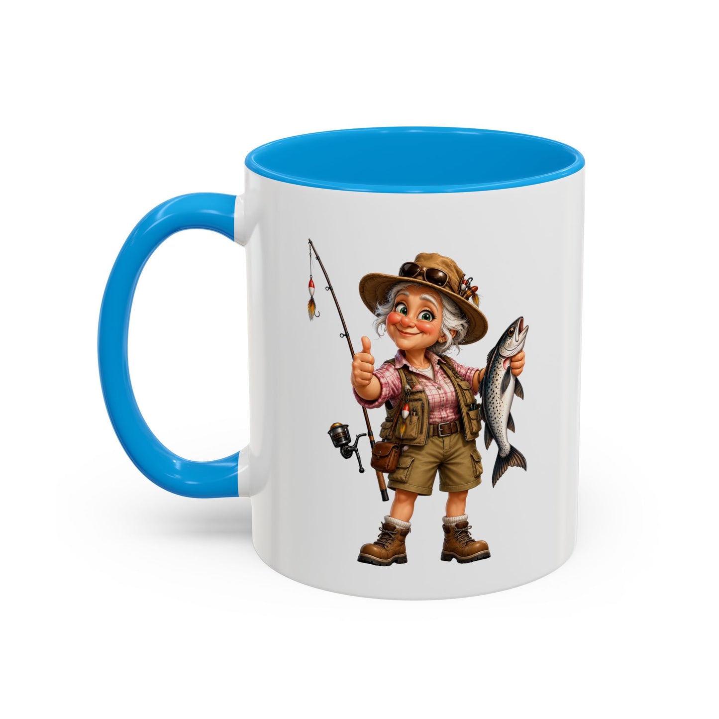 Mug Pêcheuse Femme – Tasse Passion Pêche avec Poisson – Cadeau Original Femme – Amatrice de Pêche