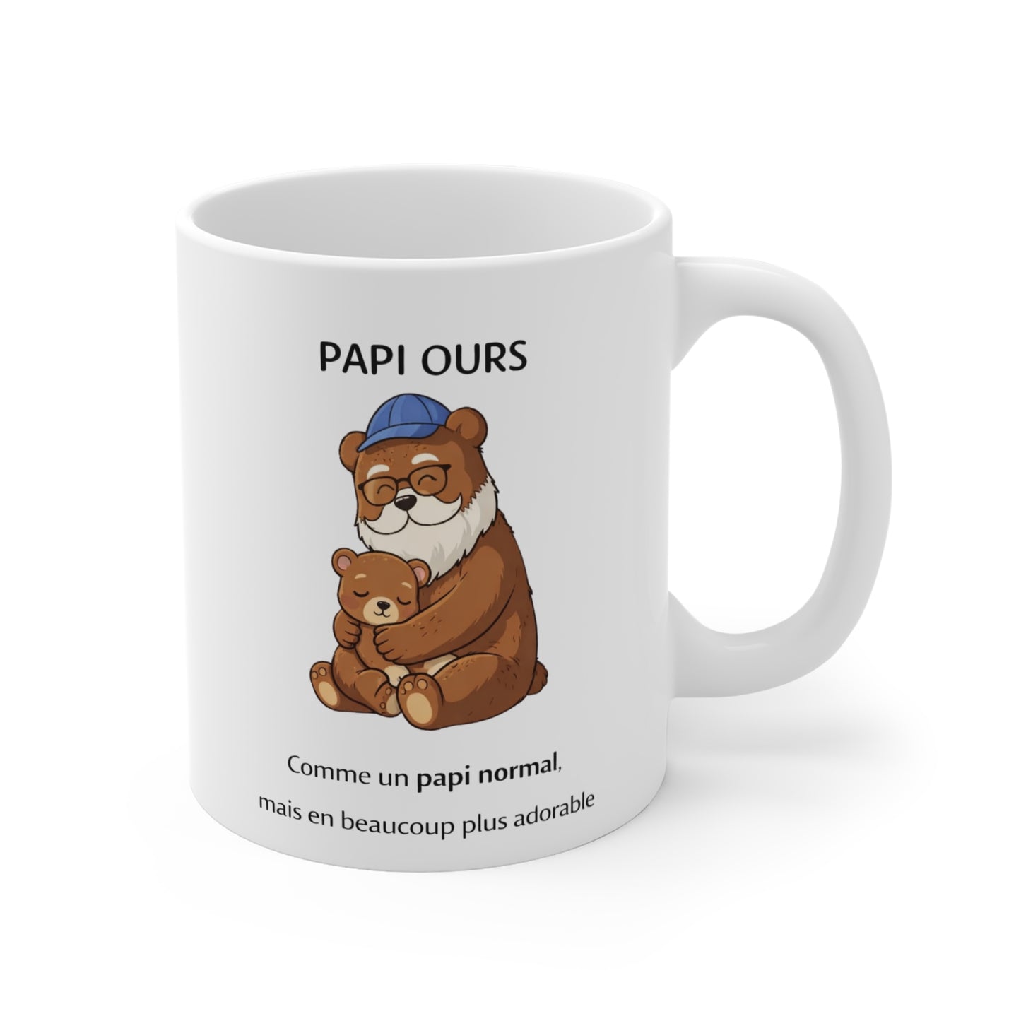 Tasse Papi Ours – Mug Cadeau Papi Mignon – Illustration Ours Amour Grand-Père Original 325ml