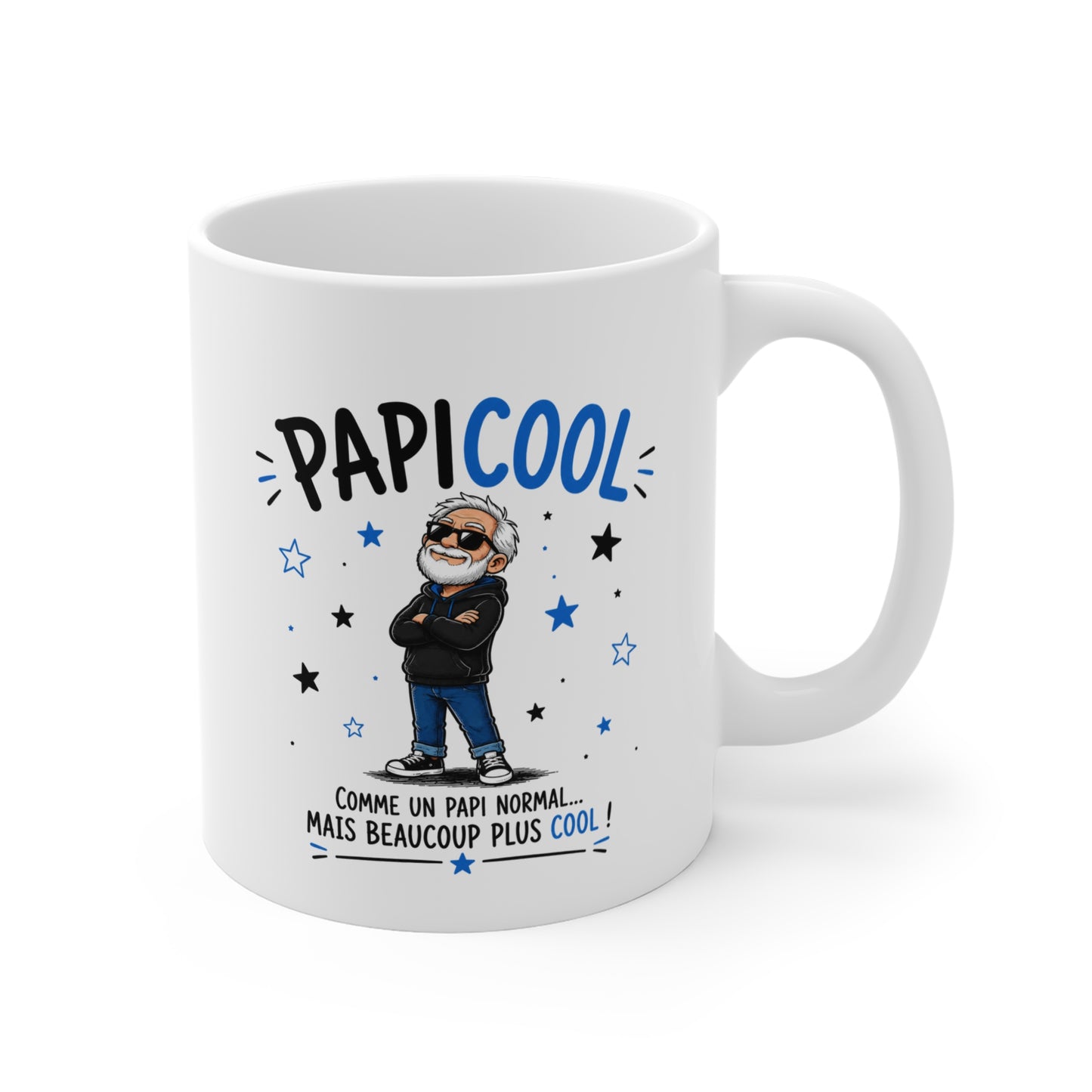 Mug PapiCool – Tasse Humoristique pour Papi – Comme un Papi Normal Mais Beaucoup Plus Cool – Idée Cadeau Originale Grand-Père Anniversaire Noël