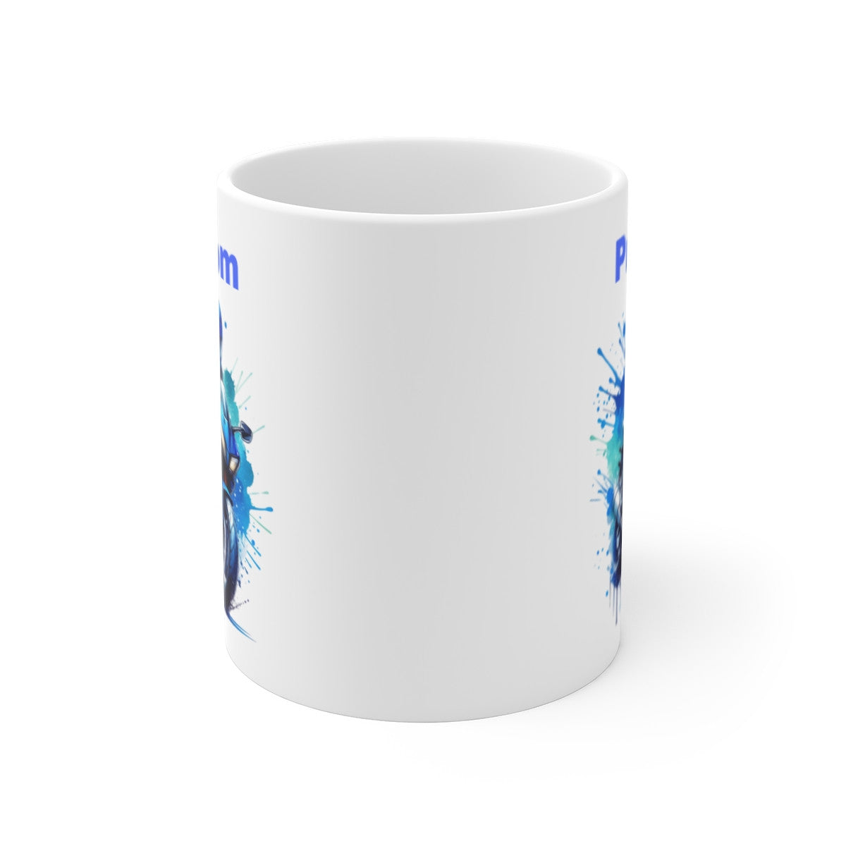 Mug Motard Moto Bleu Personnalisable– Tasse Céramique 325ml avec Design Moto – Cadeau Passion Moto et Aventure