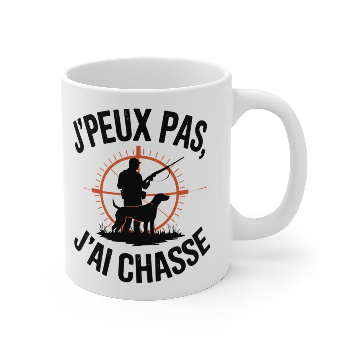 Mug Tasse à Café Humour "J'peux Pas, J'ai Chasse" – Cadeau Original pour Passionnés de Chasse
