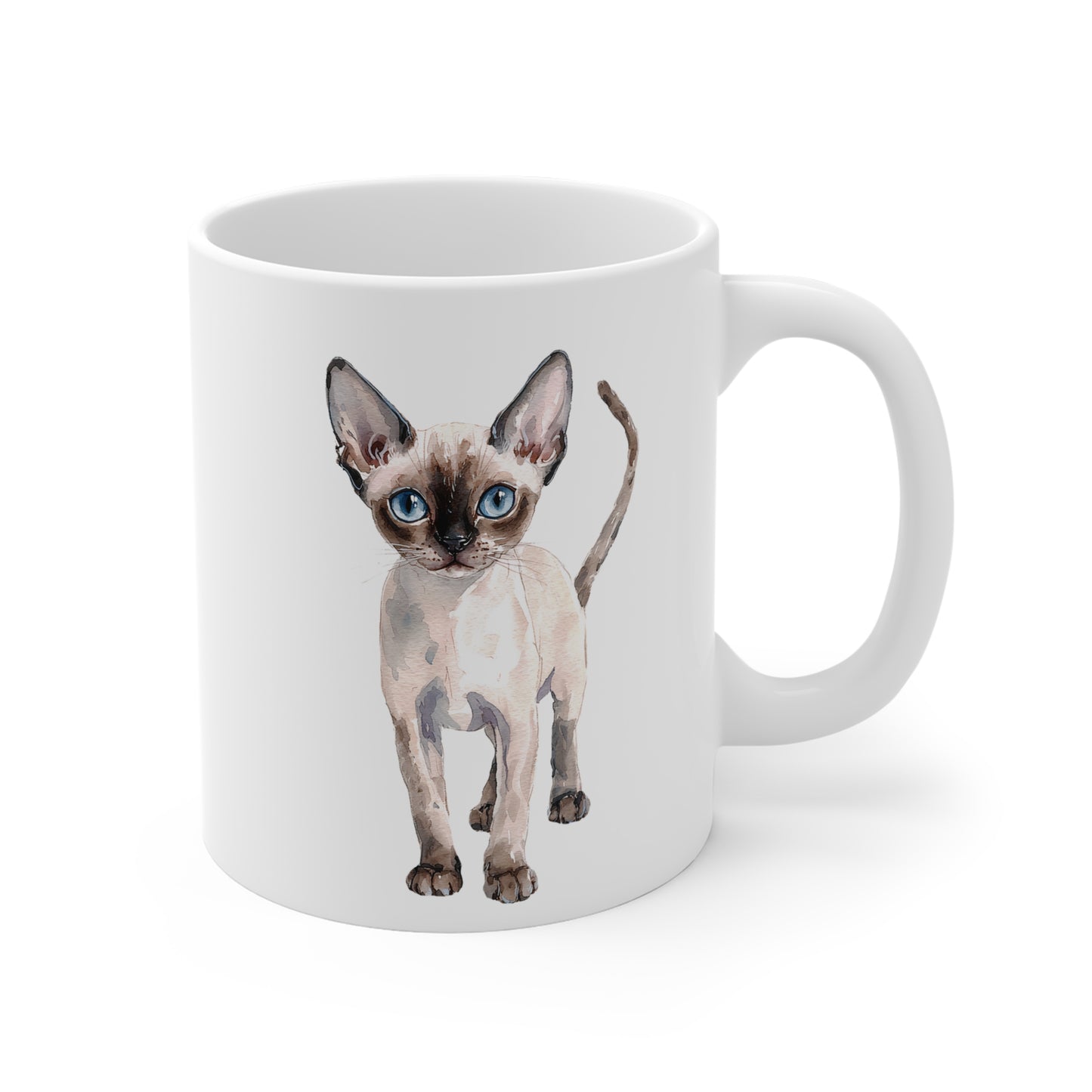 Tasse Chat Siamois Aquarelle – Mug Céramique 325 ml – Cadeau Élégant pour Amoureux des Chats