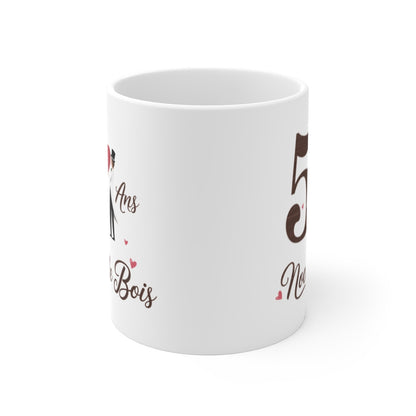 Mug "5 Ans - Noces de Bois" – Cadeau Idéal pour Célébrer 5 Ans de Mariage