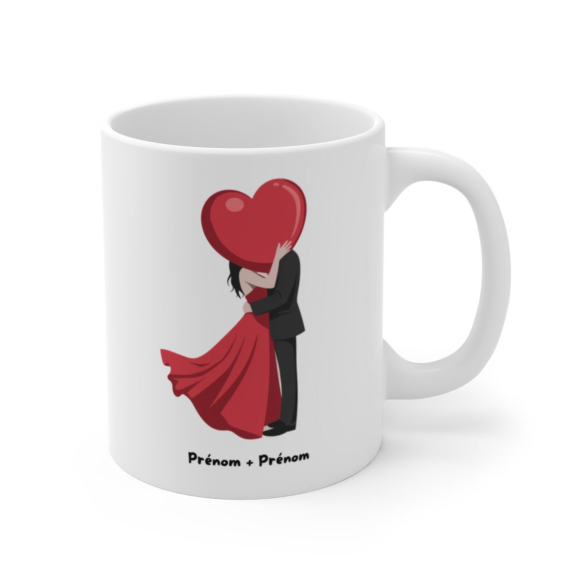 Mug Tasse Personnalisable "Amoureux Cœur" – Ajoutez Vos Deux Prénoms pour un Cadeau Romantique Unique, Amour, Couple