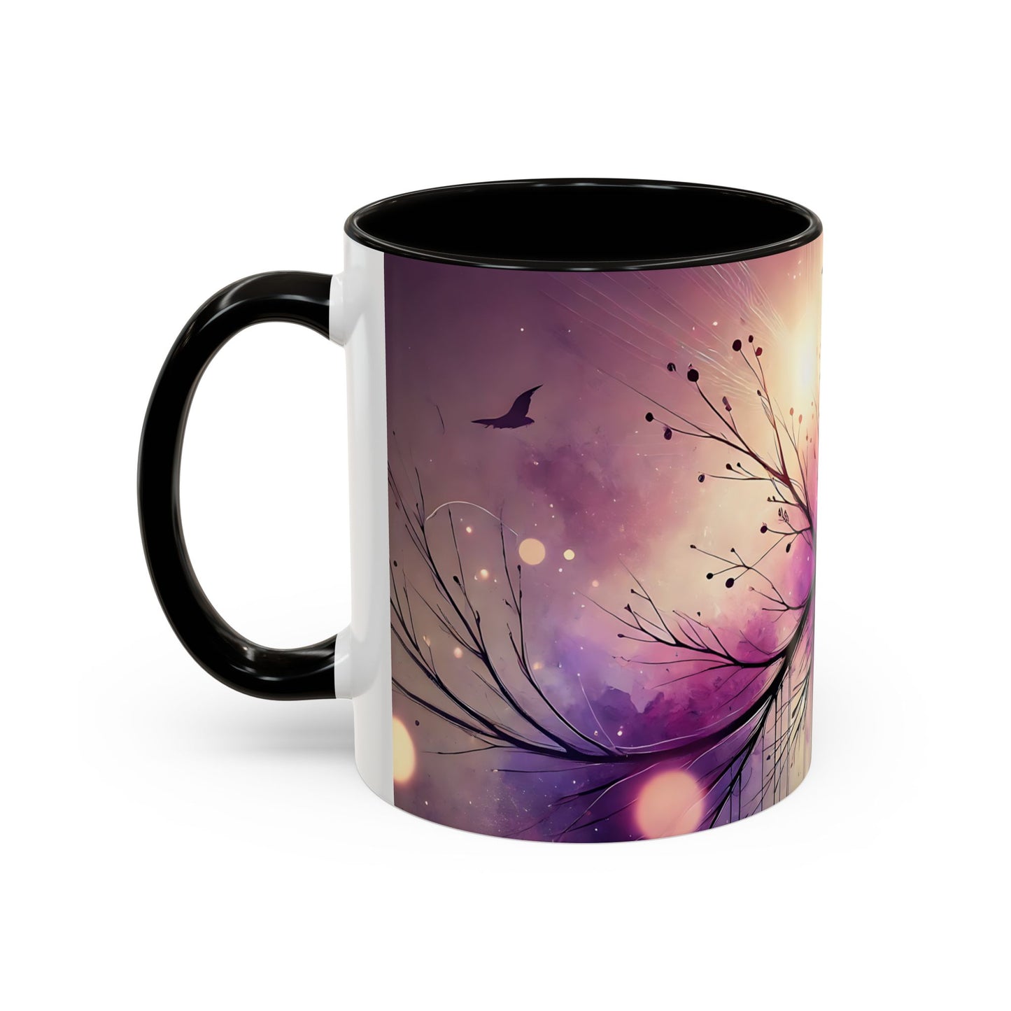 Mug Corbeau Mystique – Tasse Gothique Violet et Bleu avec Oiseau Fantastique – Cadeau Fantasy et Univers Sombre 325ml