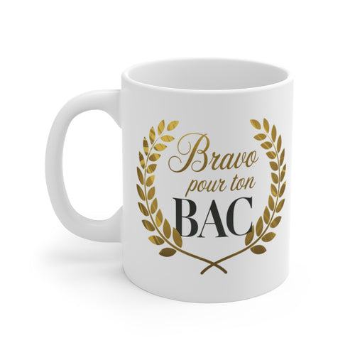 Mug "Bravo Pour Ton Bac" –  Tasse, Félicitations en Or pour Votre Réussite
