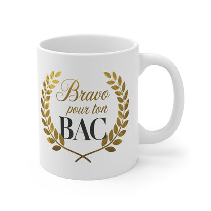 Mug "Bravo Pour Ton Bac" –  Tasse, Félicitations en Or pour Votre Réussite
