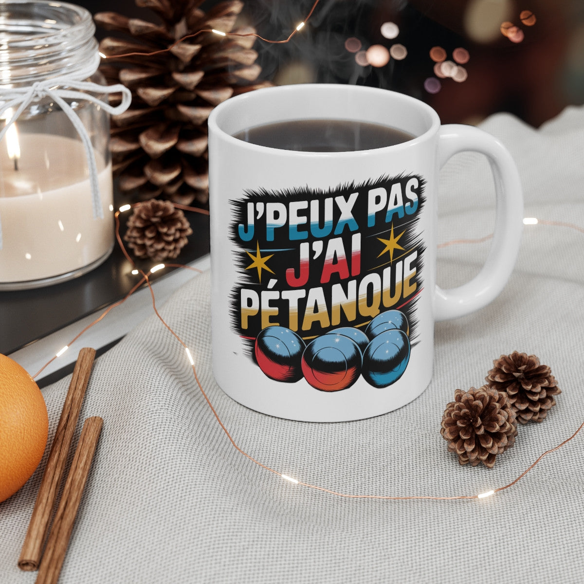 Mug Tasse "Je Peux Pas, J'ai Pétanque" – Idée cadeau pour les Amateurs de Boules