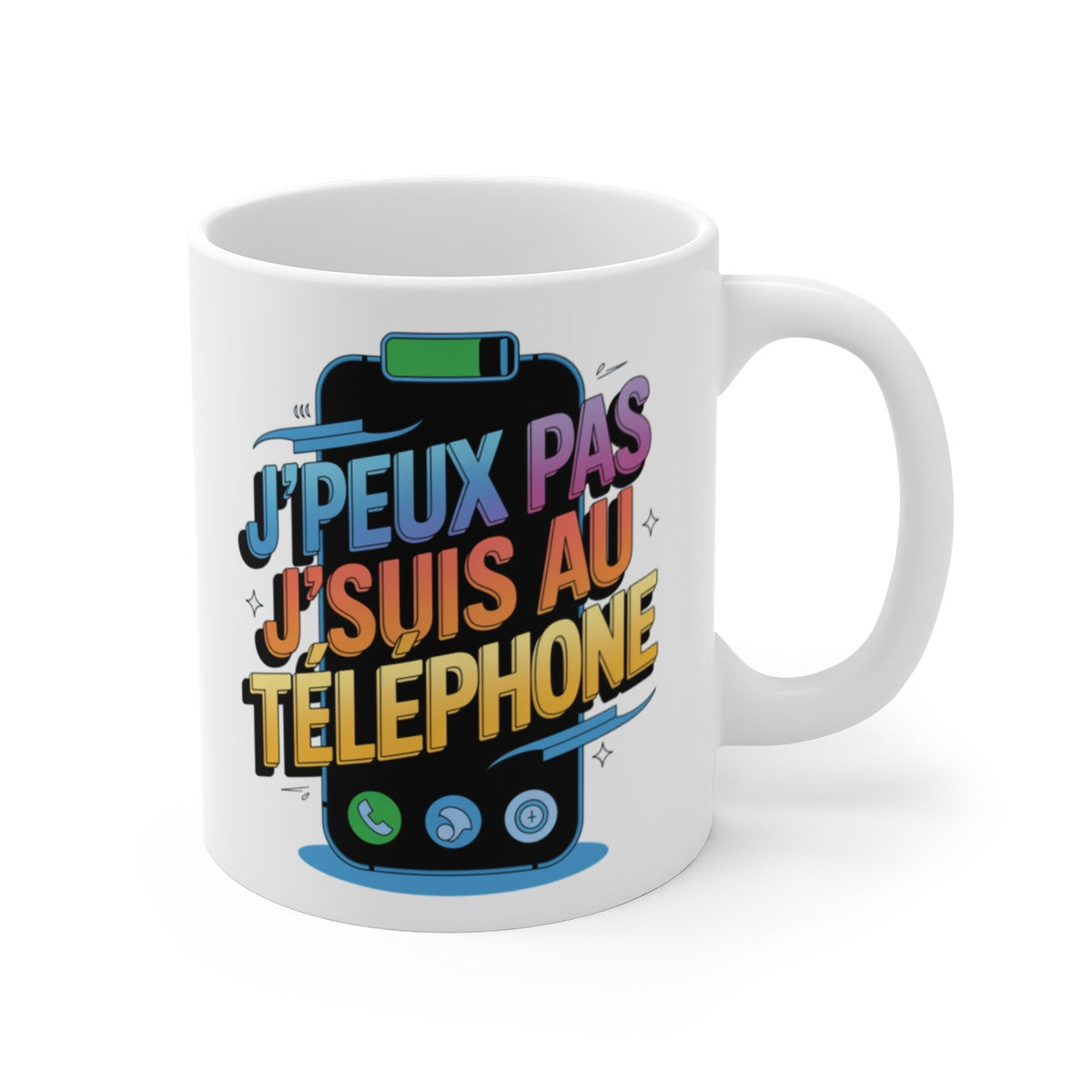 Mug Tasse "J'Peux Pas, J'Suis au Téléphone" – Cadeau Original et Humoristique pour les Accros à la Technologie