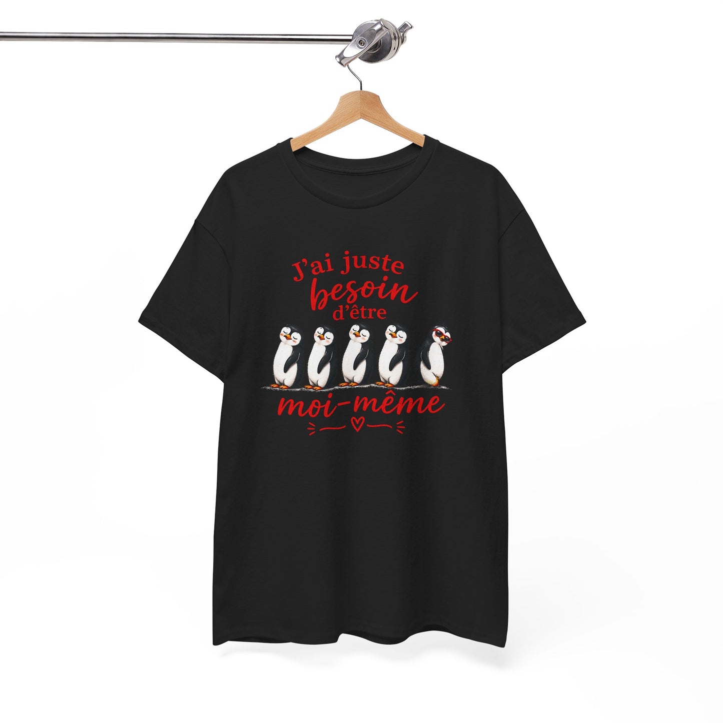 Tee-Shirt J’ai Juste Besoin d’Être Moi-Même – Pingouins Humour Mignon – Cadeau Homme Femme Original