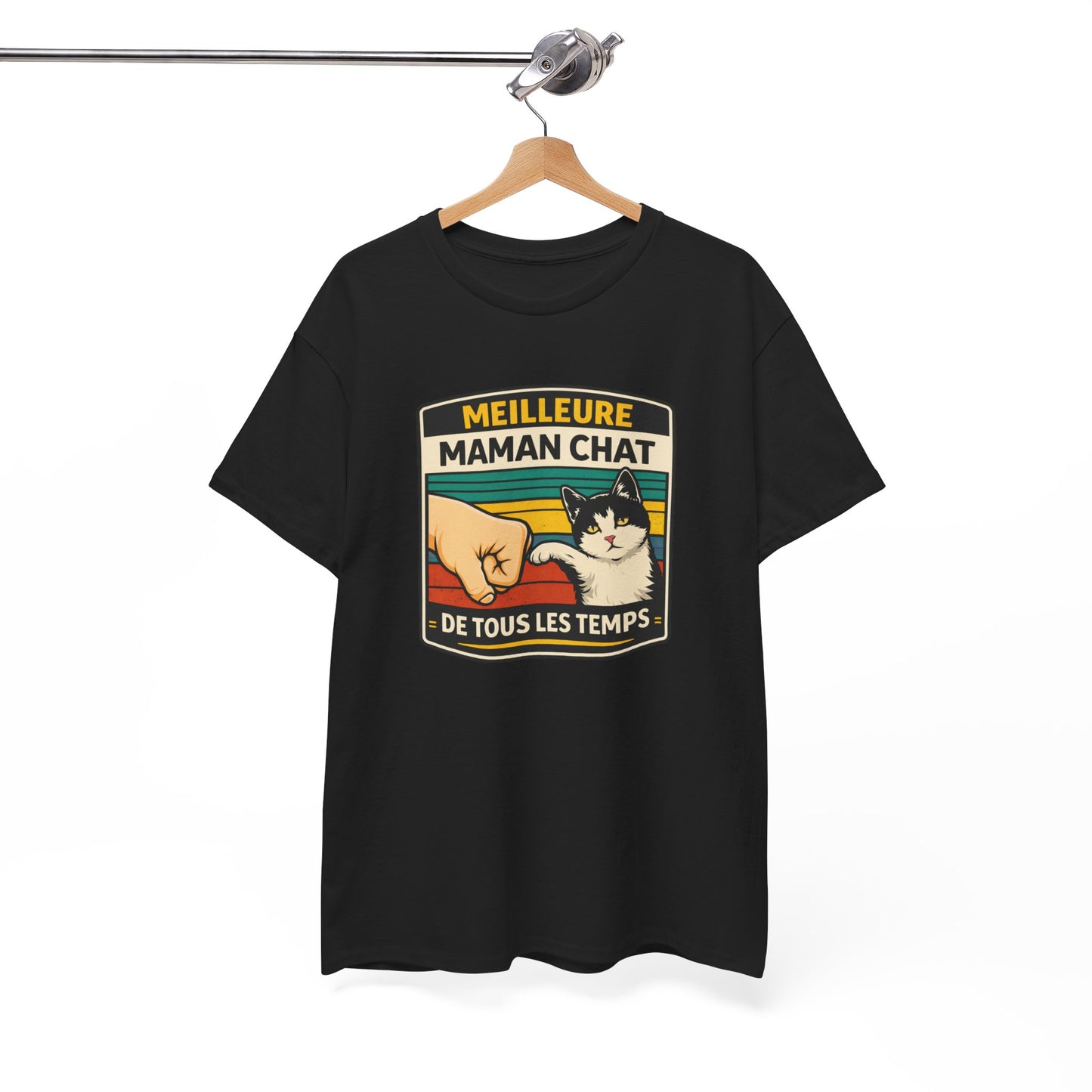 T-Shirt "Meilleure Maman Chat de Tous les Temps" – Design Chat Vintage – Cadeau Femme Amoureuse des Chats