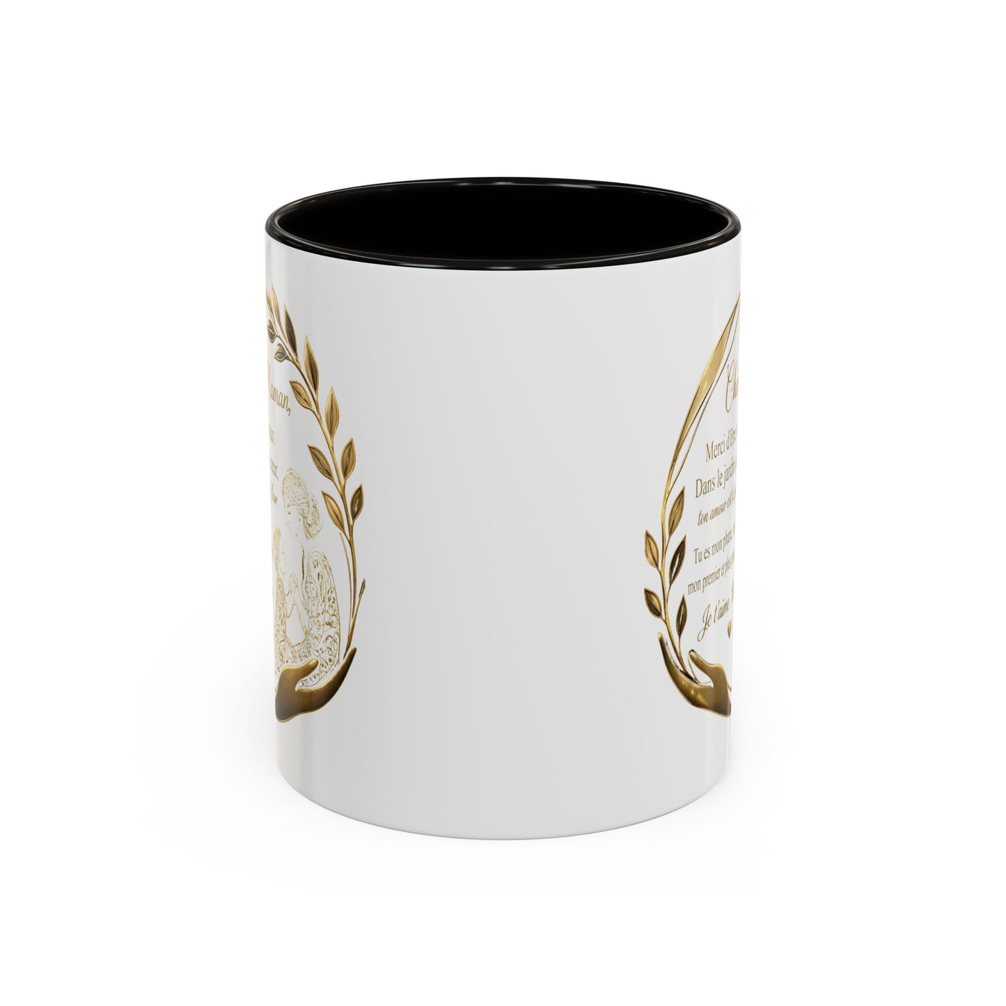 Tasse Maman Message Amour 325ml – Mug Céramique Cadeau Mère Élégant Doré Citation Touchante Famille