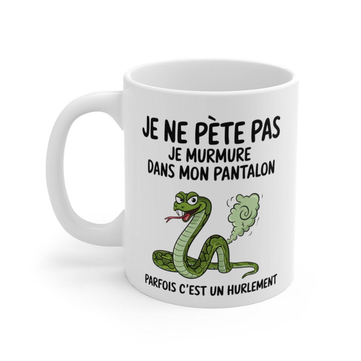 Mug Tasse Humour "Je ne pète pas, je murmure" - Tasse Drôle avec Serpent - Idée Cadeau Originale et Rigolote