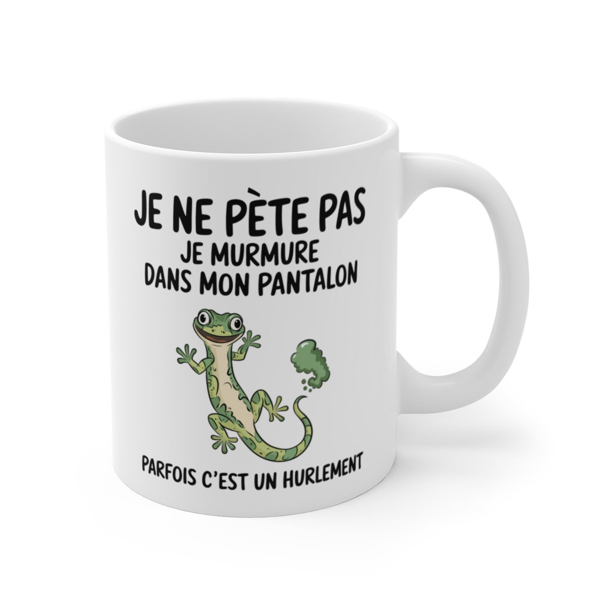 Mug Tasse Humour "Je ne pète pas, je murmure" - Tasse Drôle avec Gecko - Idée Cadeau Originale et Rigolote