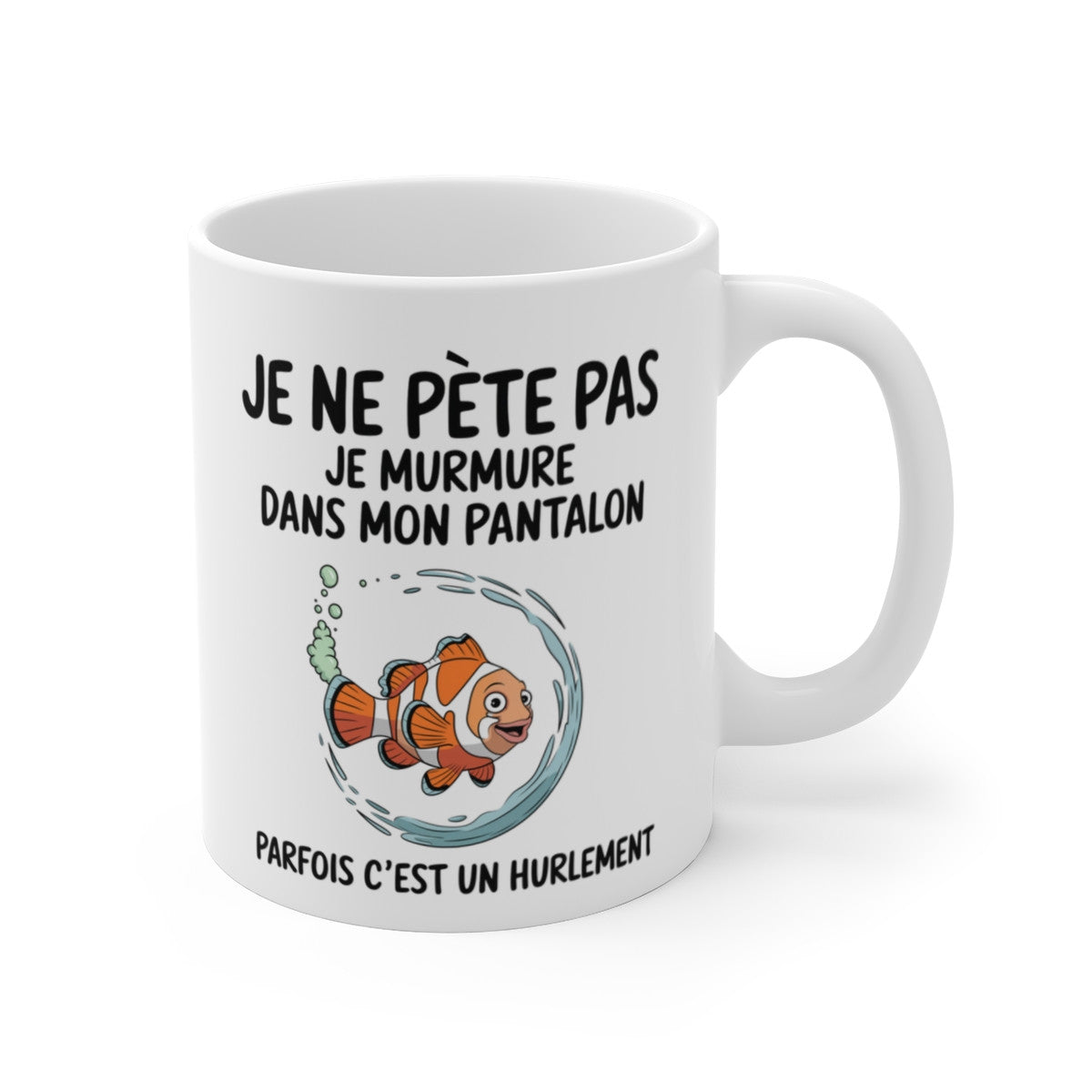 Mug Tasse Humour "Je ne pète pas, je murmure" - Tasse Drôle avec Poisson Clown - Idée Cadeau Originale et Rigolote