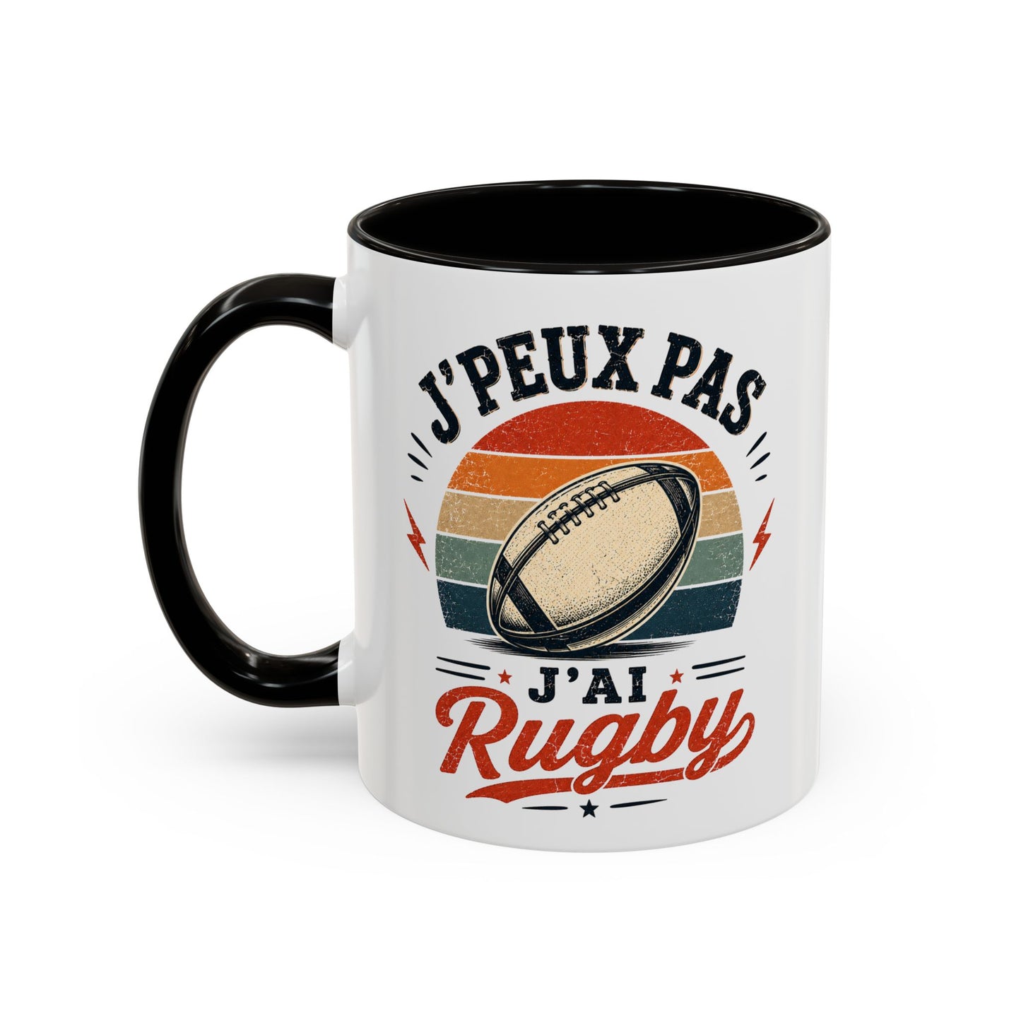 Tasse J’Peux Pas J’Ai Rugby – Mug Rugby Vintage Humoristique – Cadeau Rugbyman Homme Femme 325ml