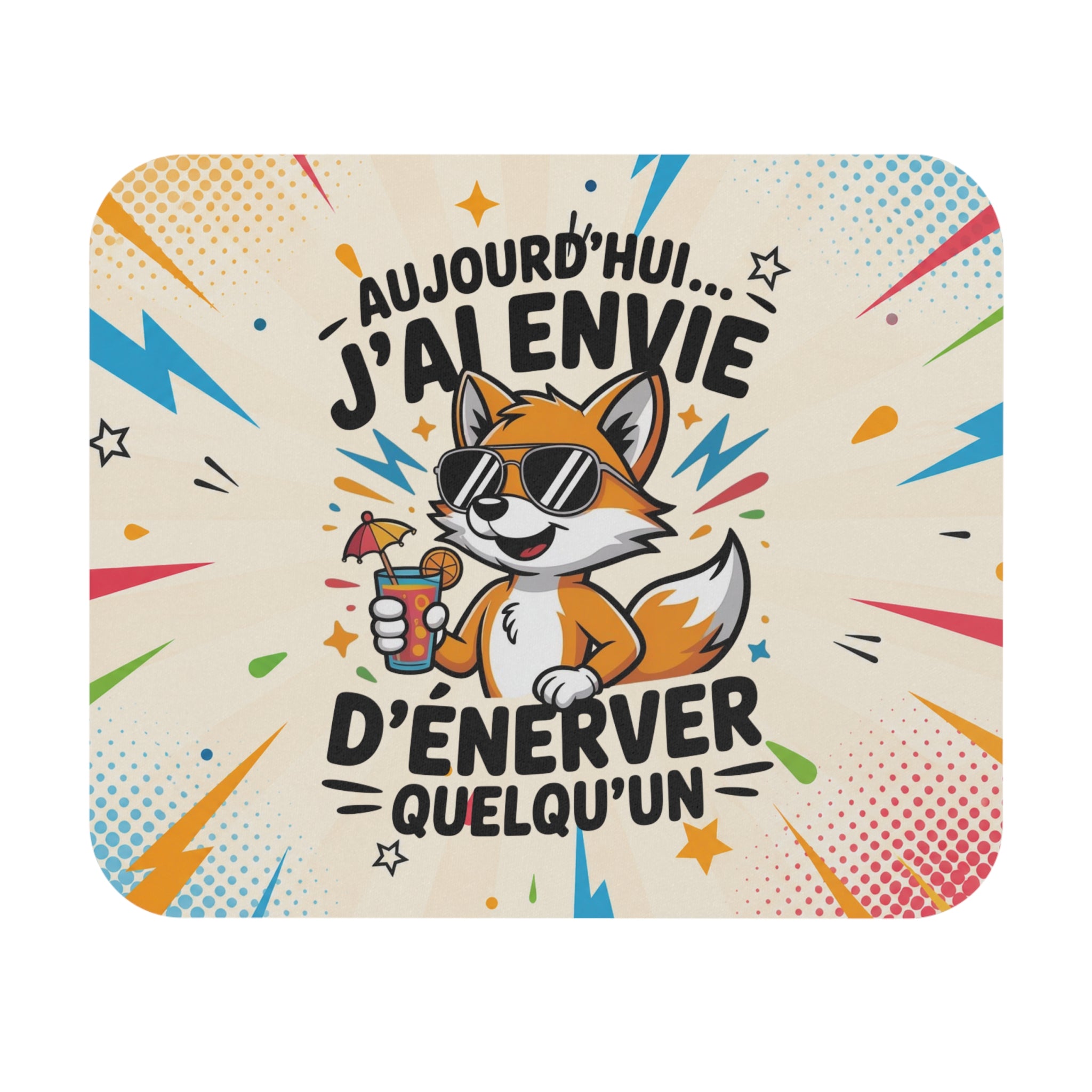 Tapis de Souris 22x18cm Humour Aujourd'hui J'ai Envie d'Énerver Quelqu'un Renard Drôle Cadeau Homme Femme Bureau Gaming