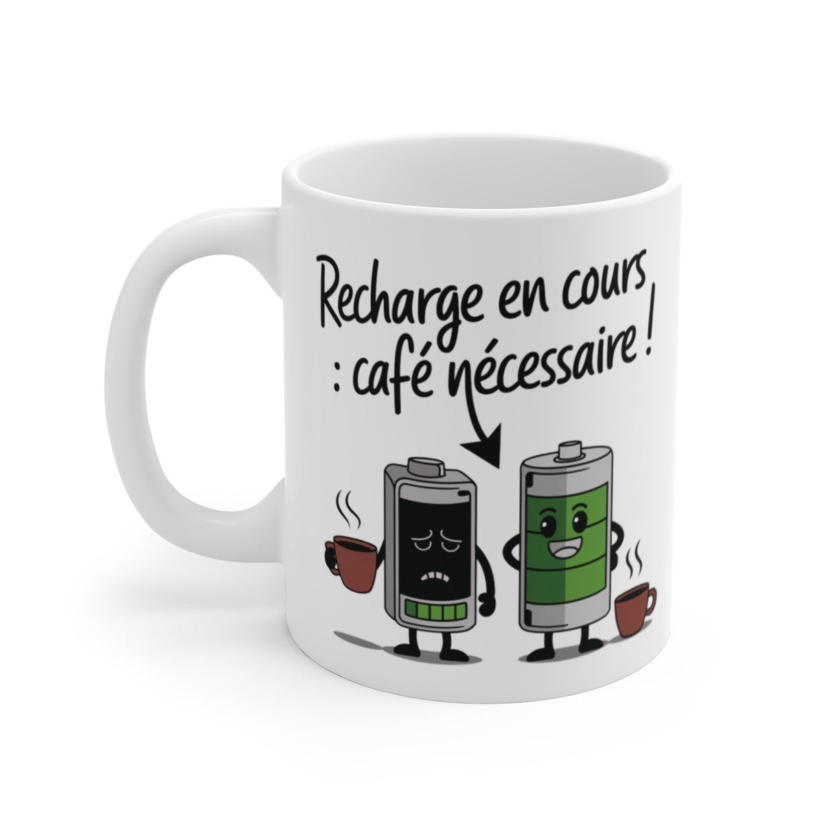 Mug Tasse Humour Recharge en Cours - Café Nécessaire pour Survivre à la Journée !