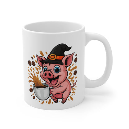 Mug Cochon Sorcier Halloween 325ml – Tasse Céramique Drôle avec Café Débordant – Cadeau Original Fête d’Halloween