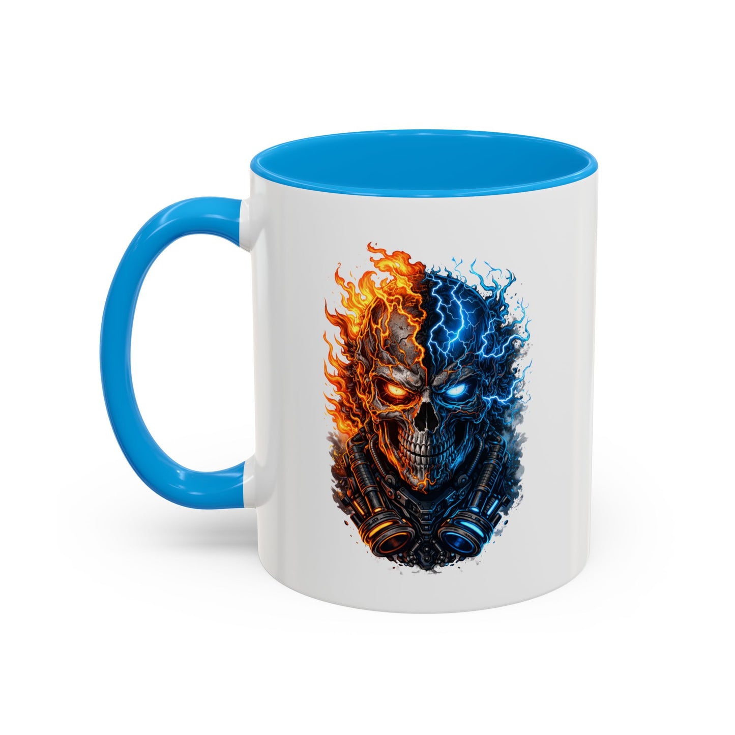 Tasse Crâne Feu et Glace – Mug Skull Dark Électrique Flamme – Cadeau Gamer Gothique Rock – Céramique 325ml