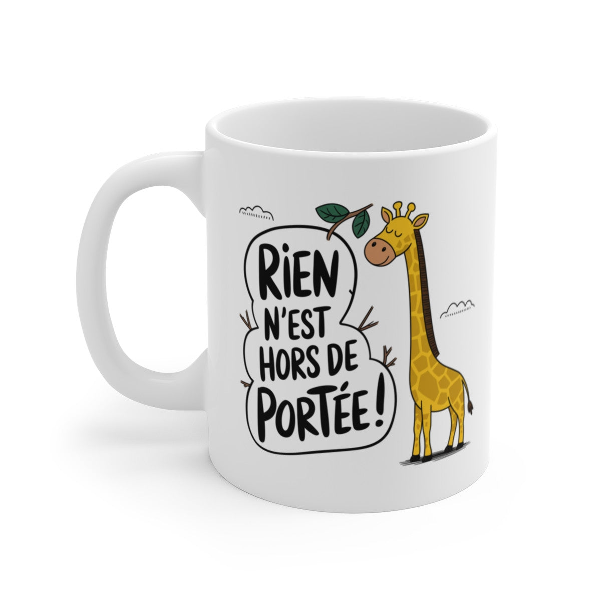 Mug « Rien n’est Hors de Portée » – Tasse Girafe Inspirante, Cadeau Motivant et Drôle