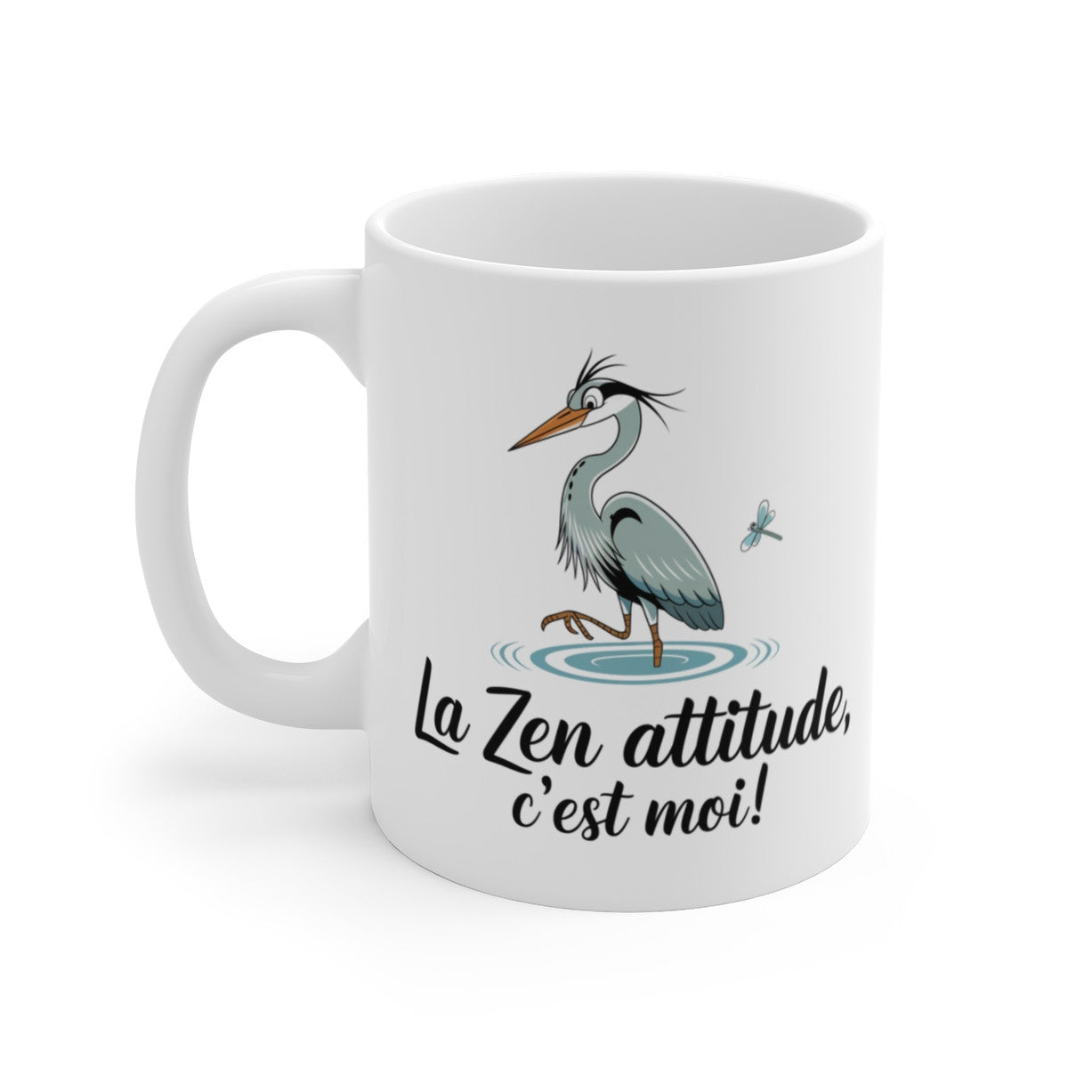Mug Héron « La Zen attitude, c’est moi ! » – Tasse Relaxante et Originale, Cadeau Nature et Sérénité