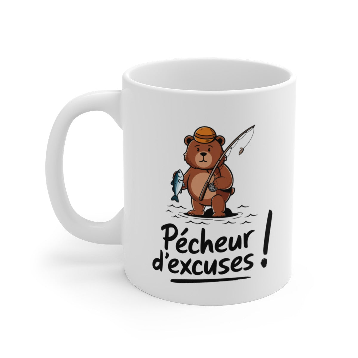 Mug Ours « Pêcheur d’Excuses » – Tasse Drôle pour Amateurs de Pêche et Humour