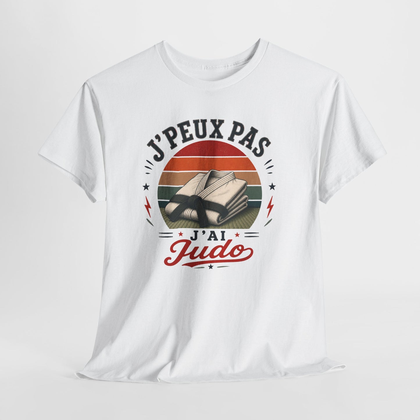 T-Shirt J’Peux Pas J’Ai Judo – Tee Shirt Judoka Vintage – Cadeau Arts Martiaux Dojo Ceinture Blanche Homme Femme