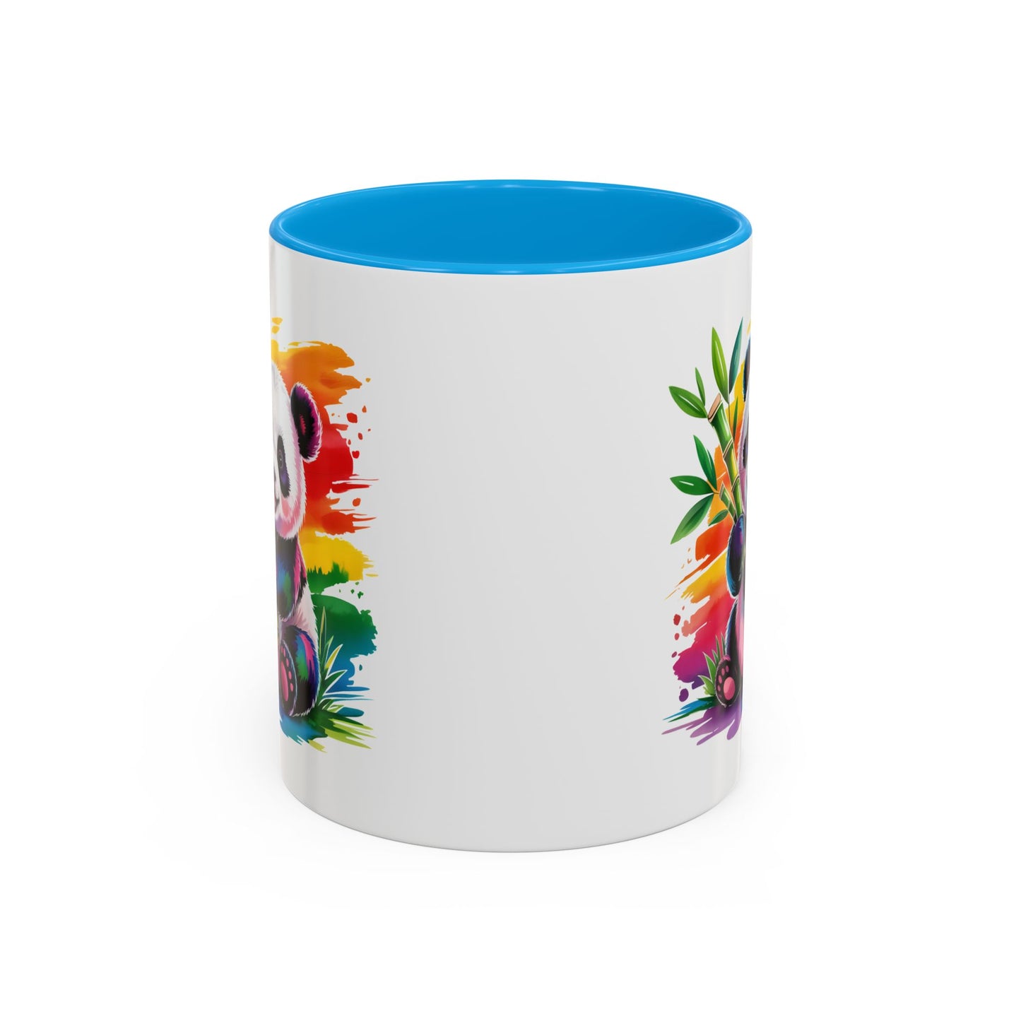 Mug Panda Mignon Coloré – Tasse Animal Bambou Design Arc-en-Ciel – Cadeau Original Enfant Adulte – Céramique 325ml Noir Bleu Rouge