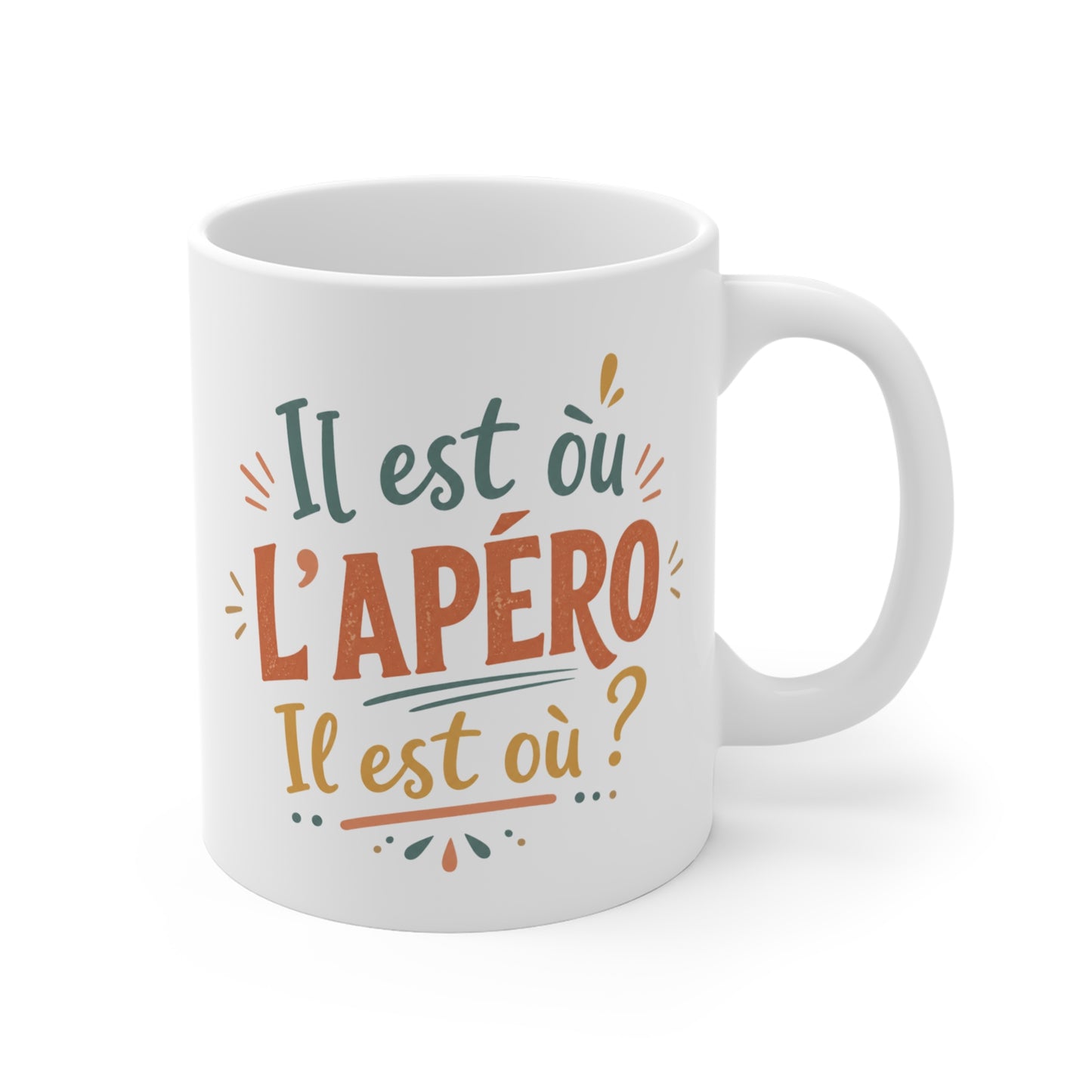 Tasse Il Est Où L’Apéro – Mug Humour Apéro et Soirée – Cadeau Drôle Homme Femme 325ml