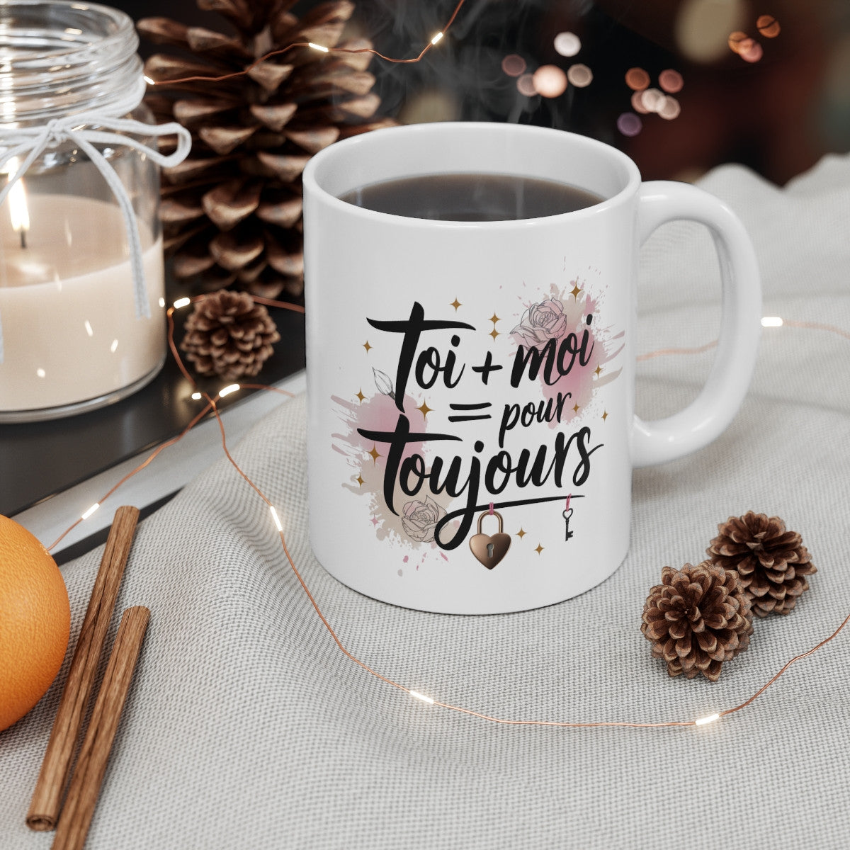 Mug Romantique Toi  Moi Pour Toujours - Cadeau Saint-Valentin, Couple, Mariage, Anniversaire, Design Poétique et Élégant