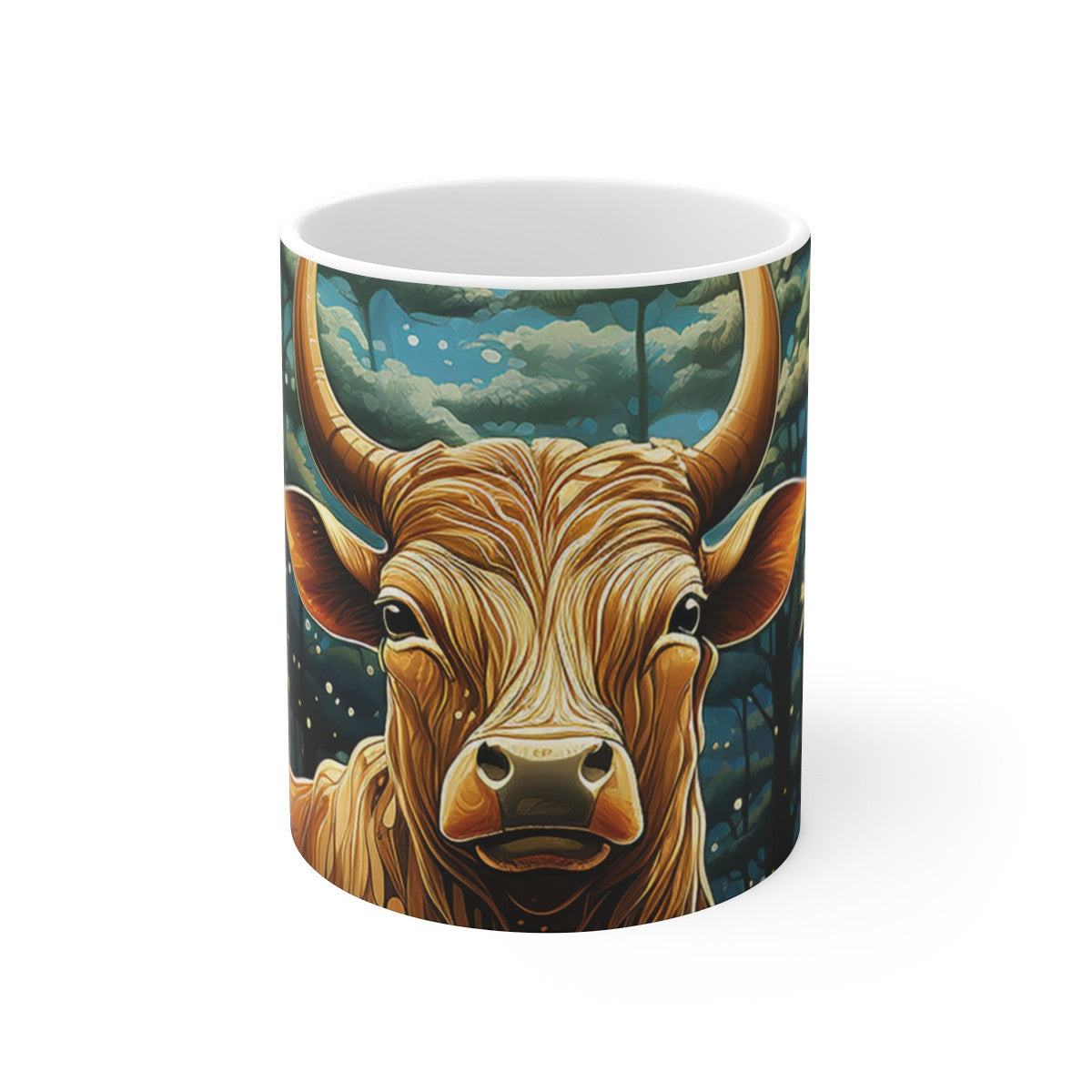 Mug Design Taureau Mystique - Tasse en Céramique Originale, Illustration Enchantée, Idéal Cadeau Nature et Art pour Café ou Thé