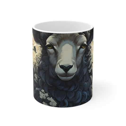 Mug Tasse Design Mouton Mystique -  Artistique avec Illustration Élégante, Cadeaul Apaisant pour Amoureux de la Nature