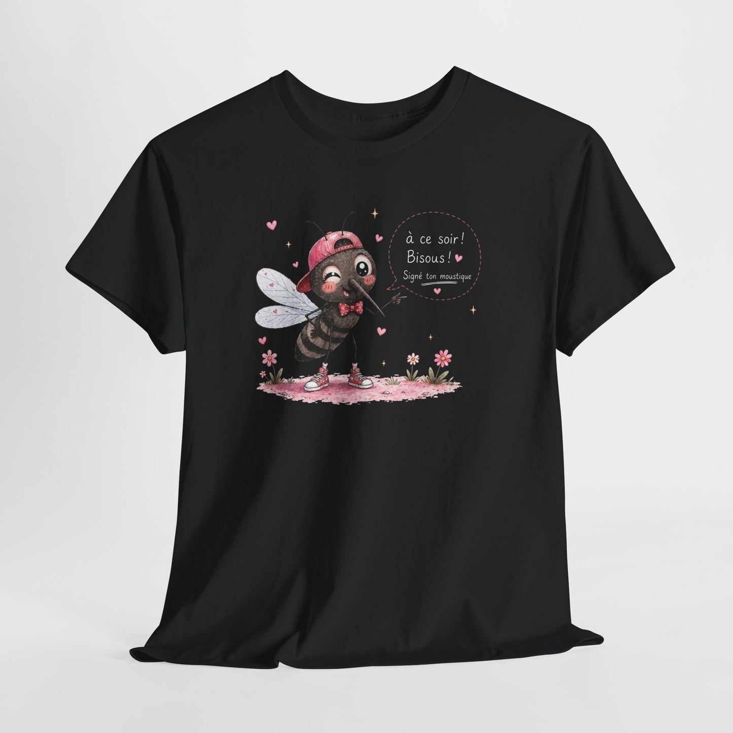 Tee-Shirt Humour À Ce Soir Bisous Signé Ton Moustique – Cadeau Drôle Homme Femme – Design Original