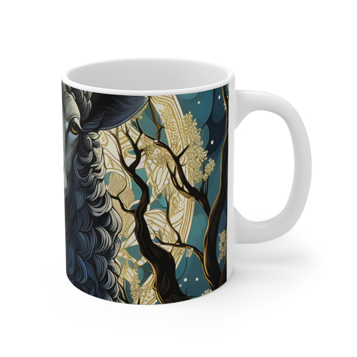 Mug Tasse Design Mouton Mystique -  Artistique avec Illustration Élégante, Cadeaul Apaisant pour Amoureux de la Nature