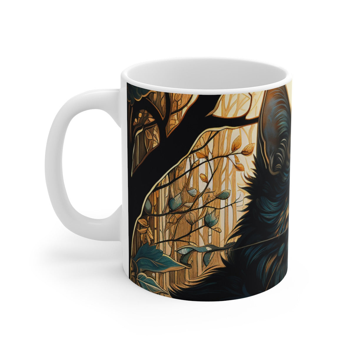 Mug Chat Mystique - Illustration Artistique et Envoûtante, Cadeau Parfait pour les Amoureux des Félins et de l'Art Élégant