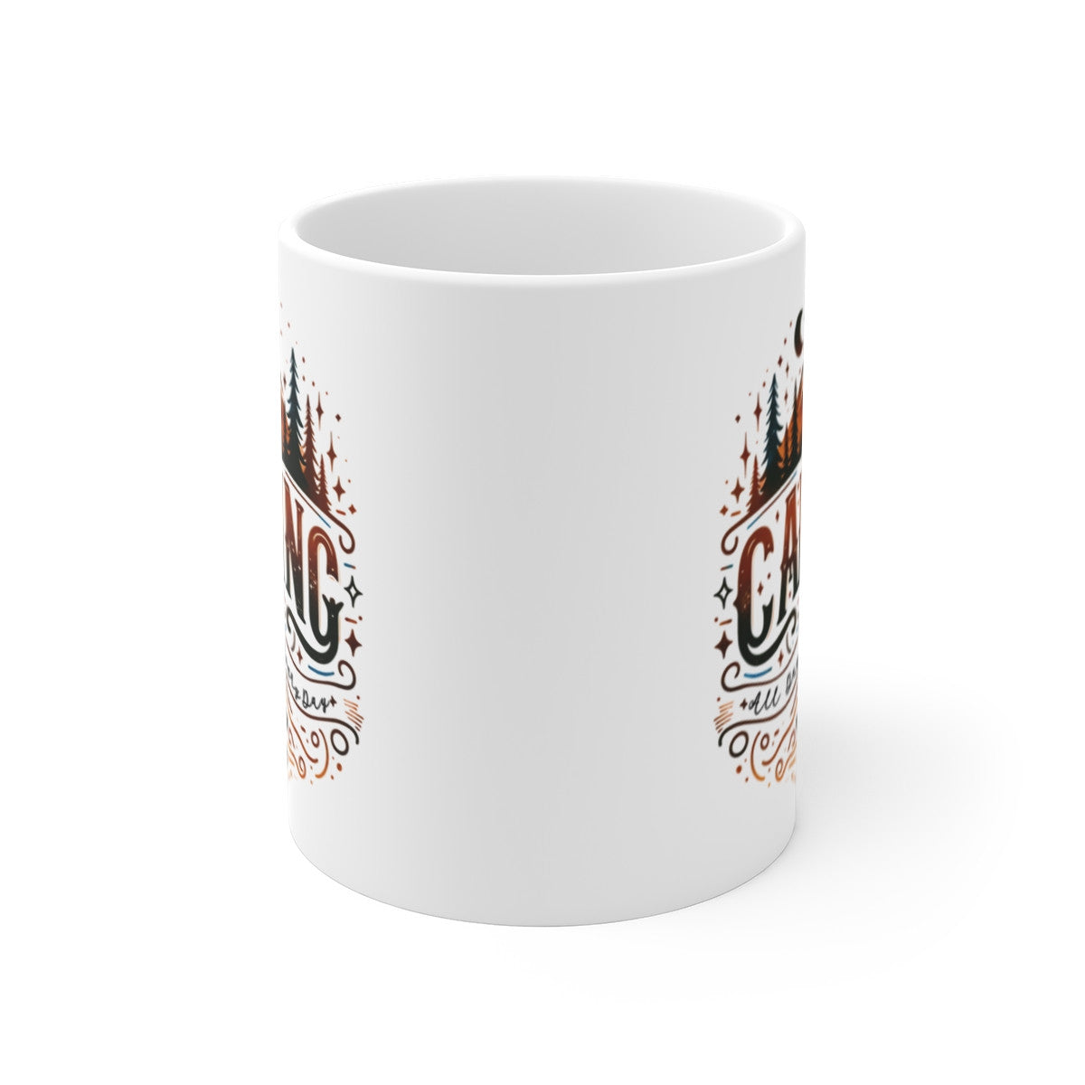 Mug Camping Mode - Design Montagne, Feu de Camp et Étoiles - Cadeau Parfait pour Amateurs de Plein Air