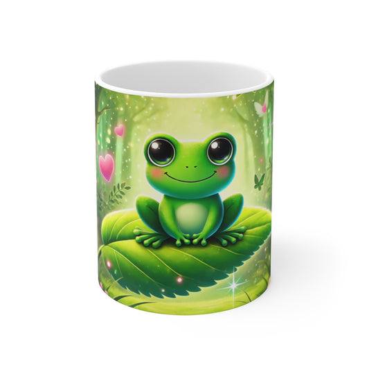 Mug avec Design de Grenouille Enchantée – Motif Forêt Magique et Champignons Colorés