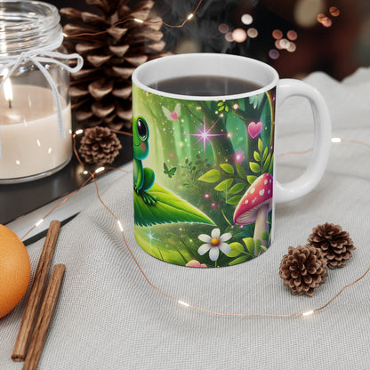 Mug avec Design de Grenouille Enchantée – Motif Forêt Magique et Champignons Colorés