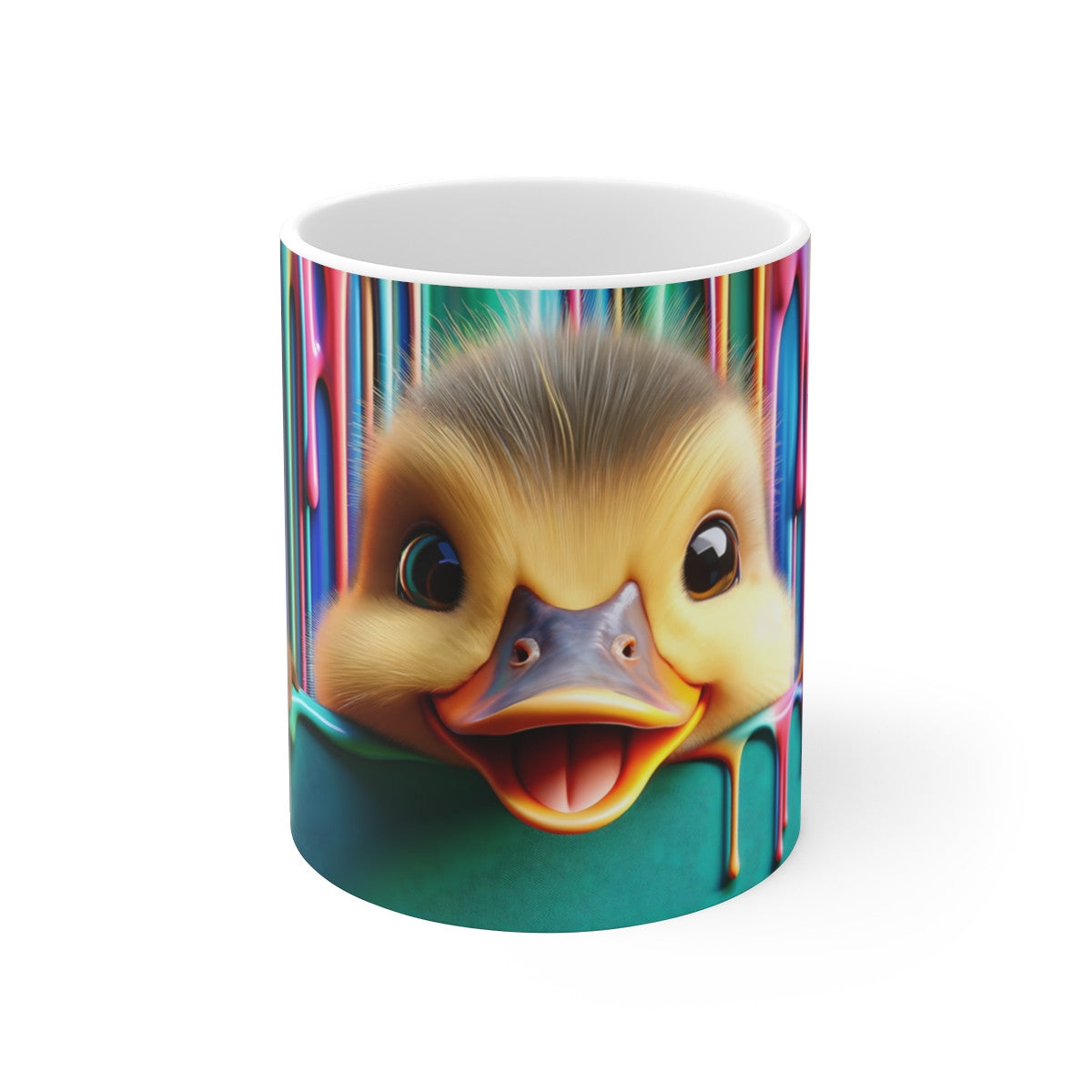 Mug Tasse avec Design de Canard et Couleurs Arc-en-Ciel – Motif Peinture Abstraite
